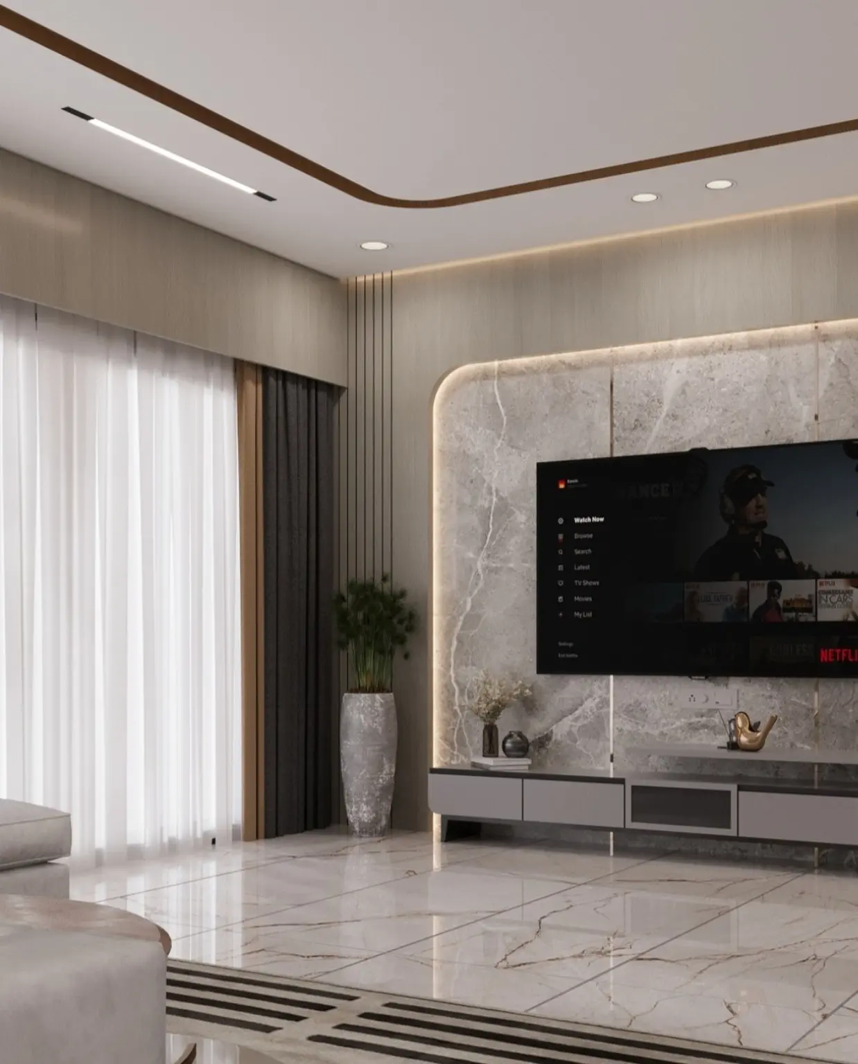 STEADWIN interior concept reference: tv & feature wall
