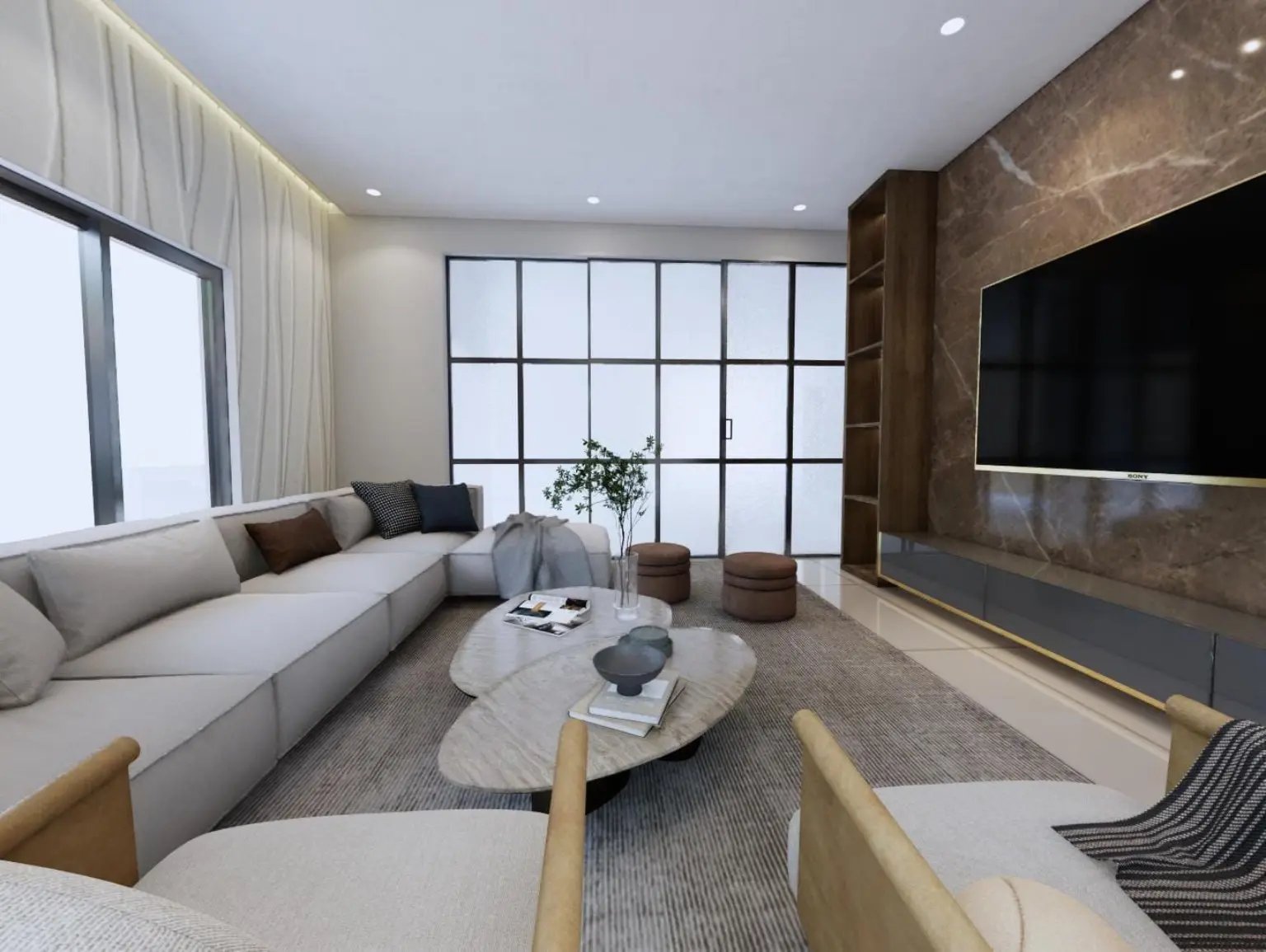 STEADWIN interior concept reference: tv & feature wall